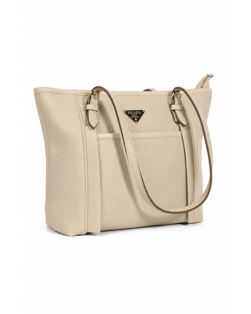 Prada Textured Shoulder Tote Bag – Cream