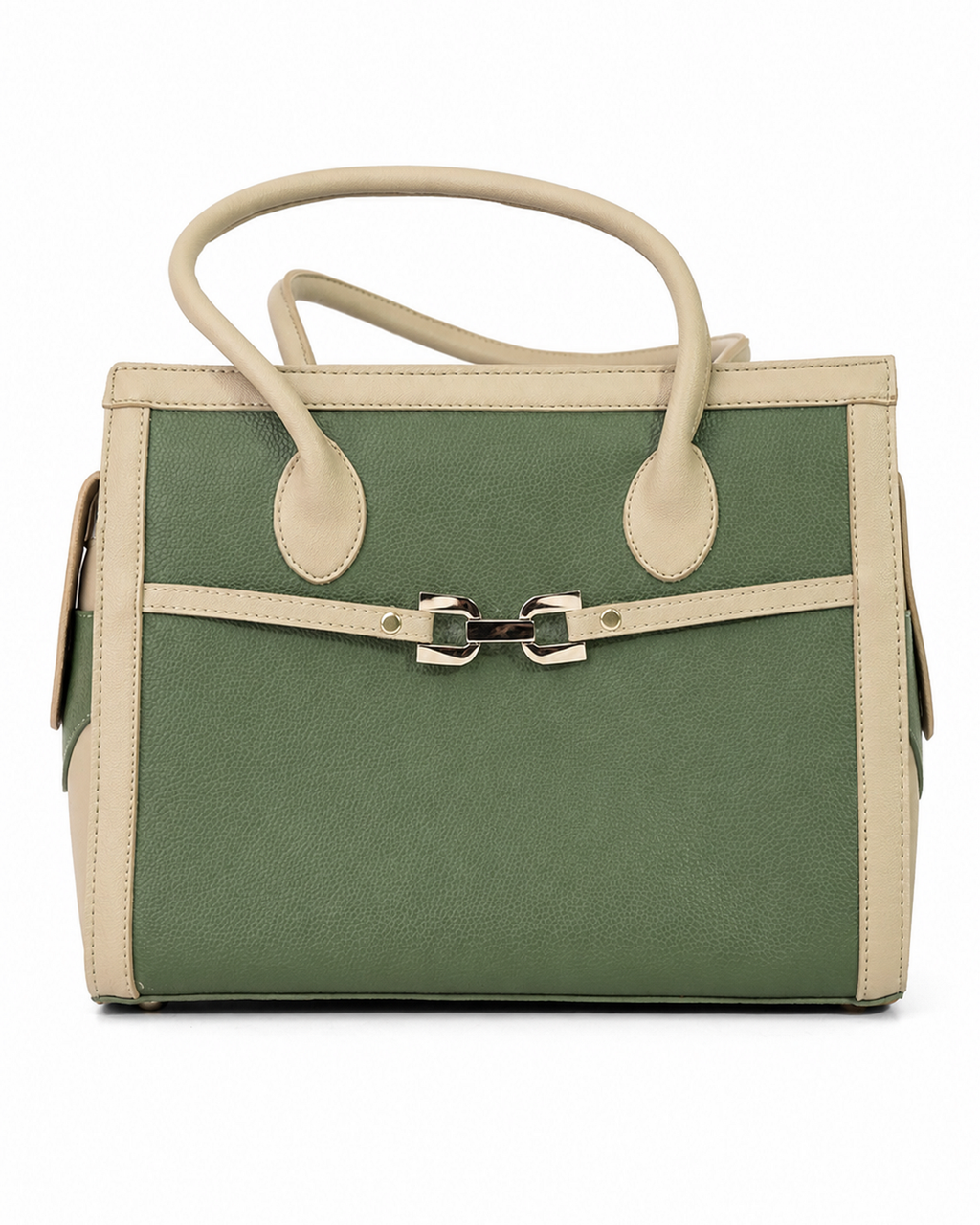 Dual-Tone Structured Tote Handbag