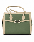 Dual-Tone Structured Tote Handbag