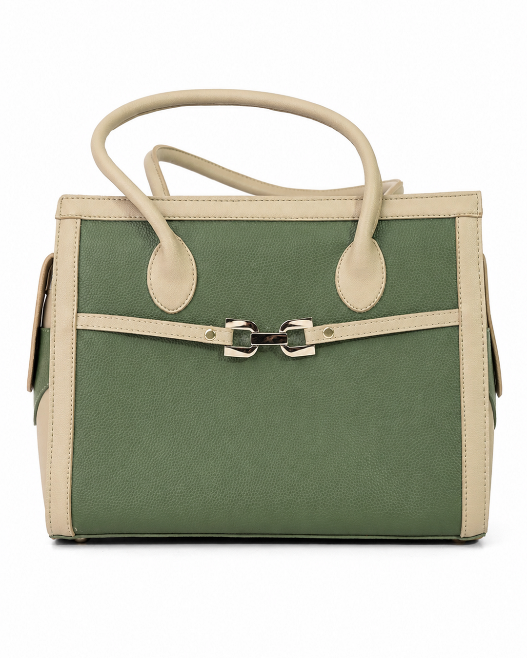 Dual-Tone Structured Tote Handbag
