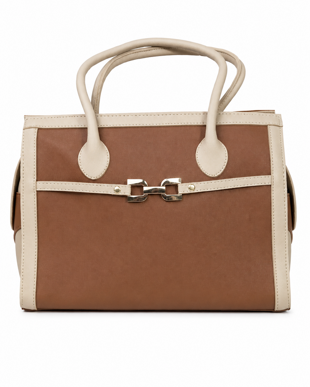 Dual-Tone Structured Tote Handbag