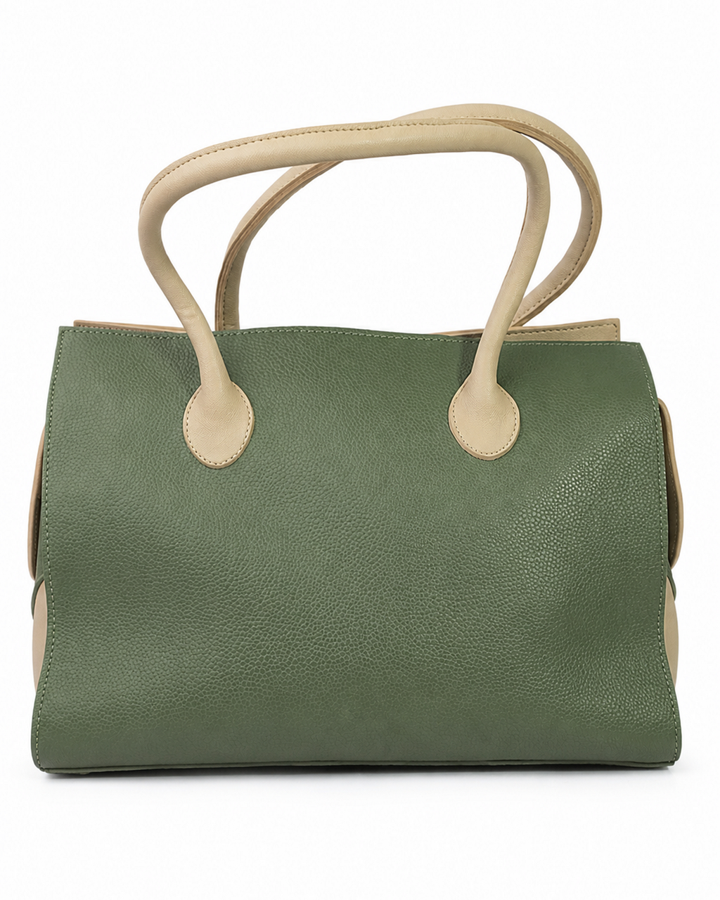 Dual-Tone Structured Tote Handbag