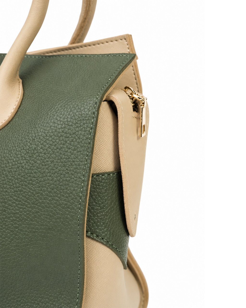 Dual-Tone Structured Tote Handbag