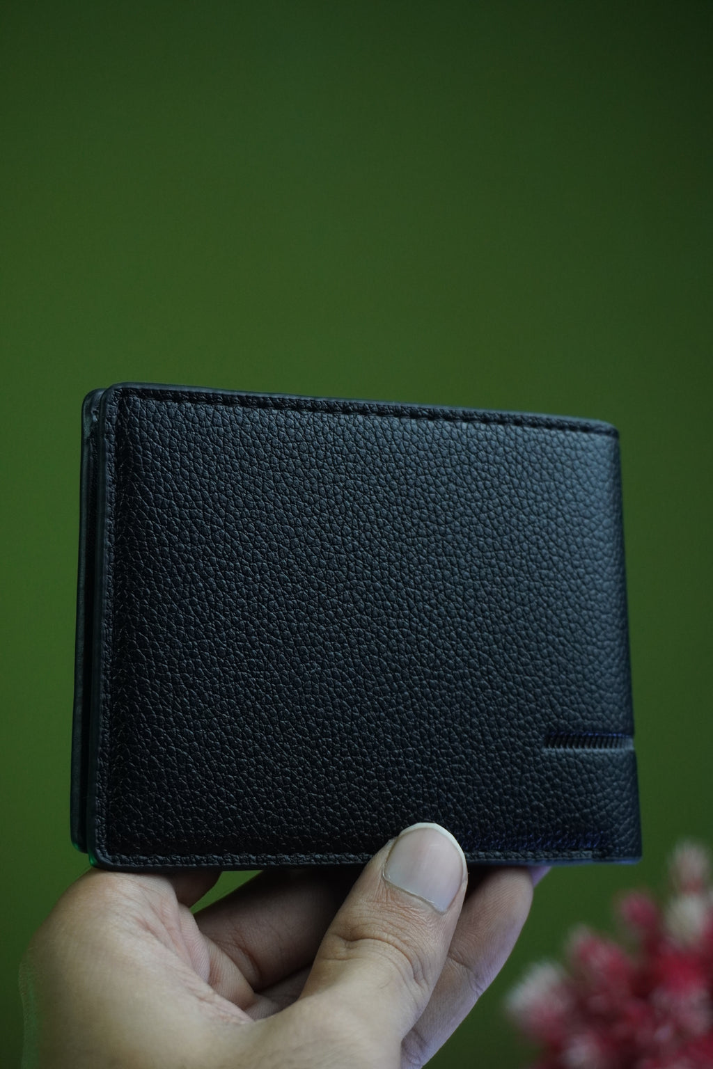 Hermès Black Pebbled Leather Men's Bifold Wallet