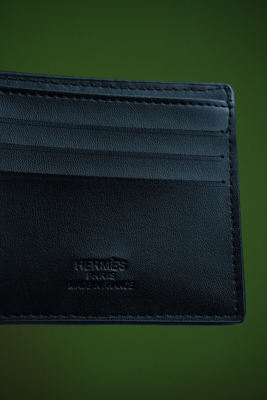 Hermès Black Pebbled Leather Men's Bifold Wallet