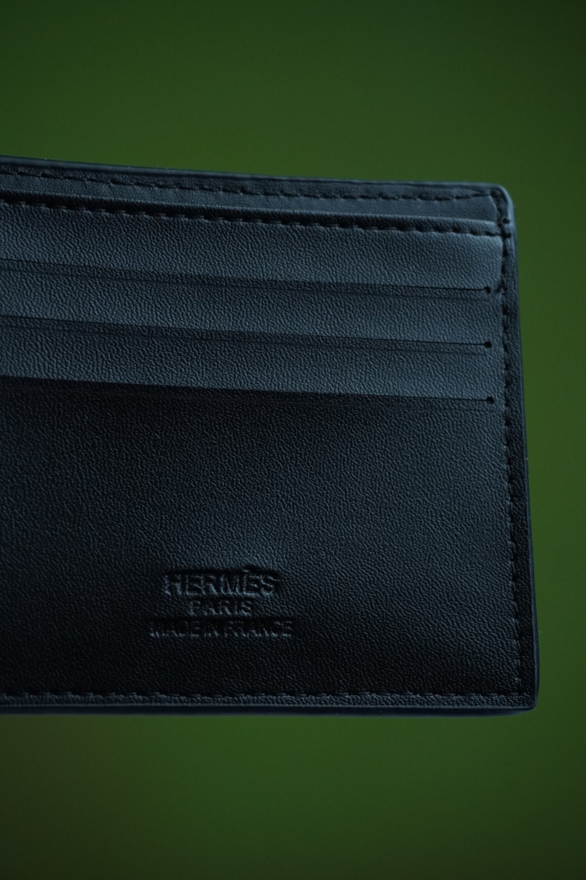 Hermès Black Pebbled Leather Men's Bifold Wallet
